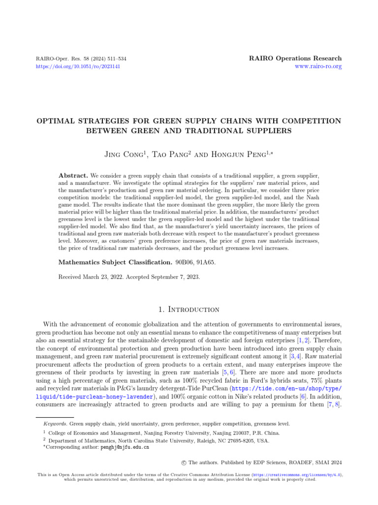 Green Supply Chain Strategies Analysis | PDF | Supply Chain | Pricing