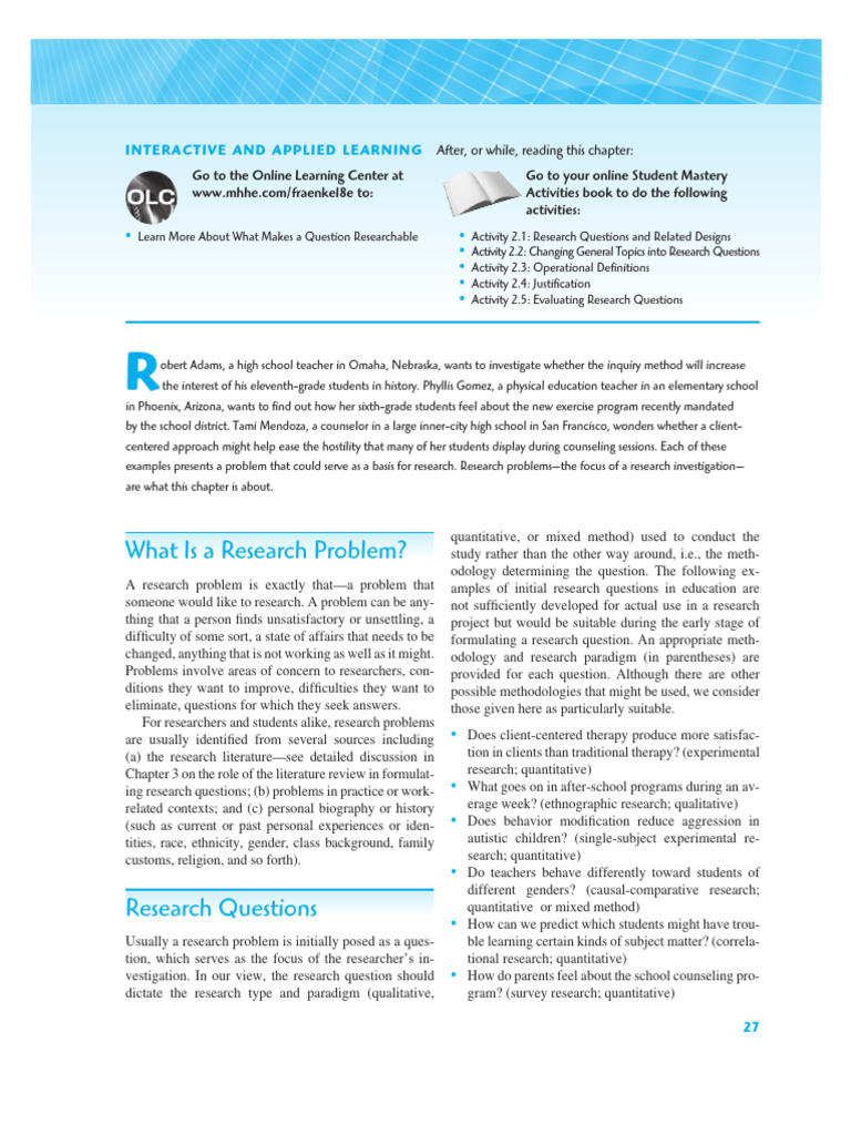 Formulating Research Questions in Education | PDF | Question | Teachers