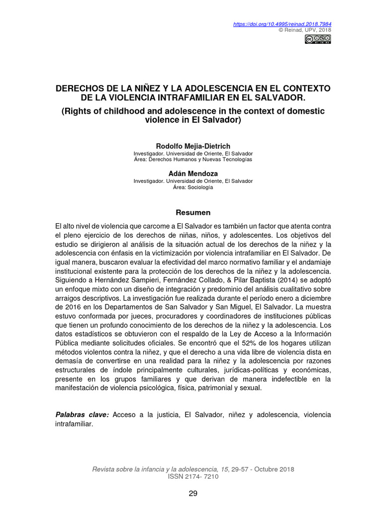 Derechos de la Niñez en El Salvador | PDF | La violencia contra las ...