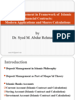 Deposit Management in Framework of Islamic Financial Contracts
