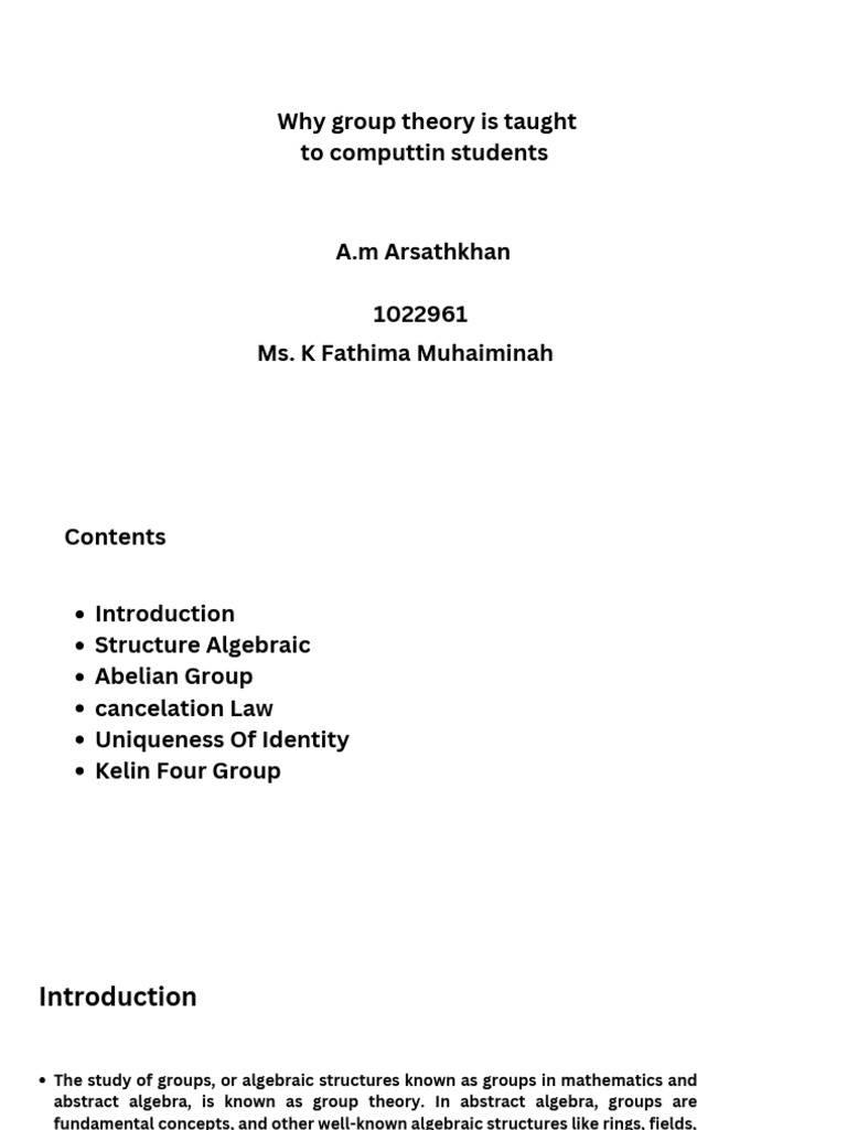 Why Group Theory Is Taught To Computtin Students | PDF | Language Arts ...