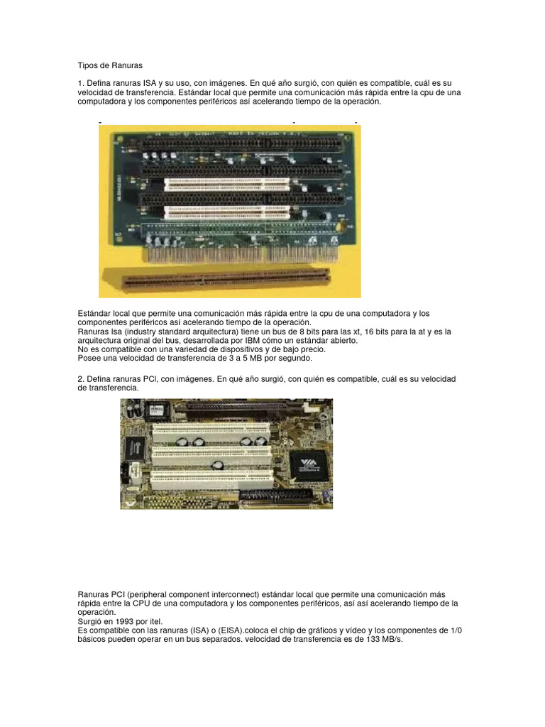 Tipos de Ranuras en Computadoras | PDF | Bienes manufacturados ...