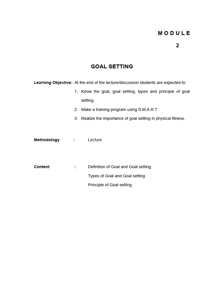 M-O-D-U-L-E-2 | PDF | Goal | Goal Setting