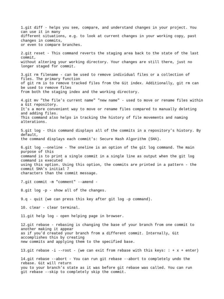 Exiting Git Log Commands Explained | PDF