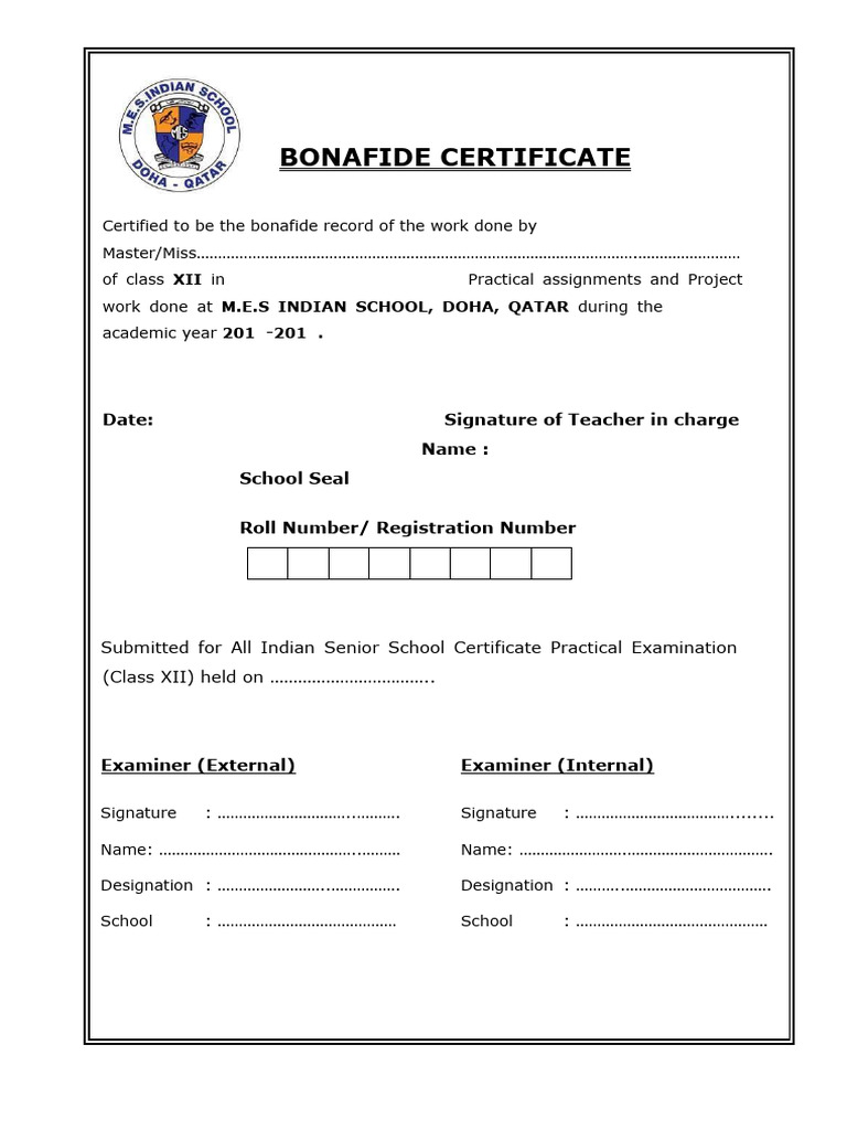 Bonafied cert pdf