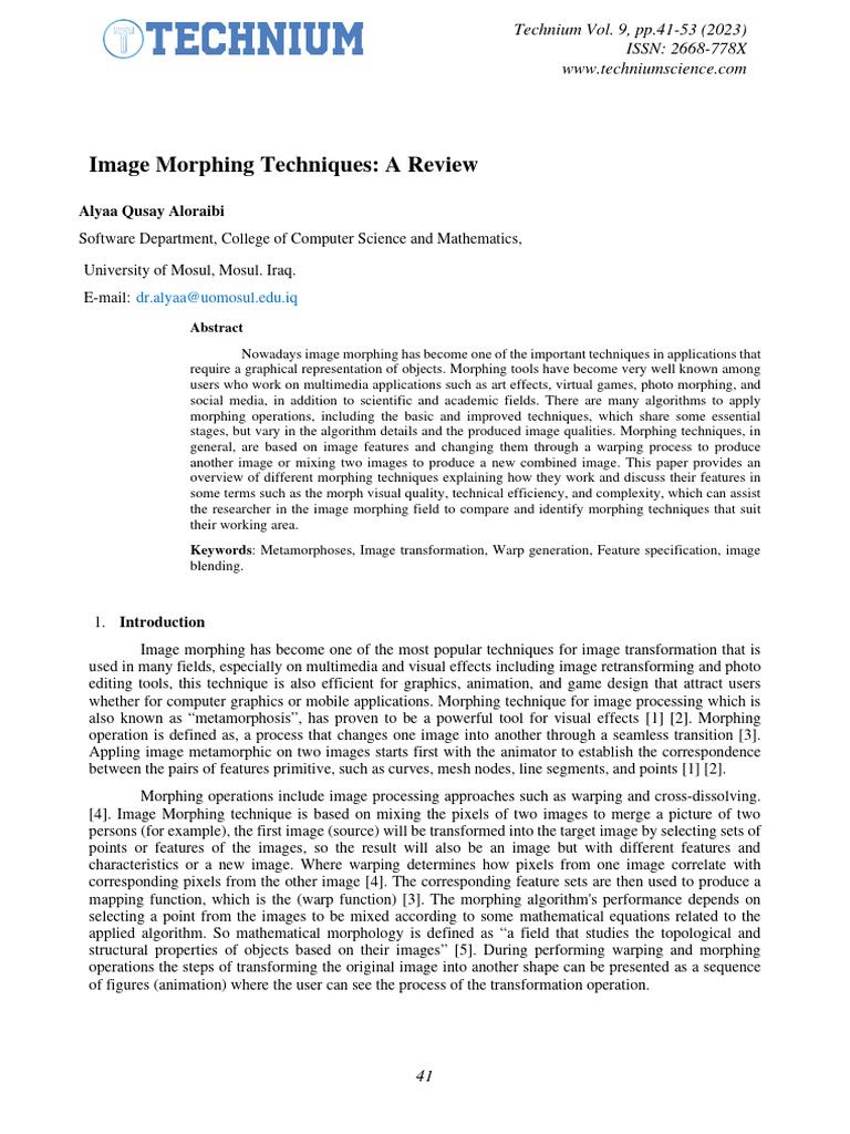 Image Morphing Techniques | PDF | 3 D Computer Graphics | Image