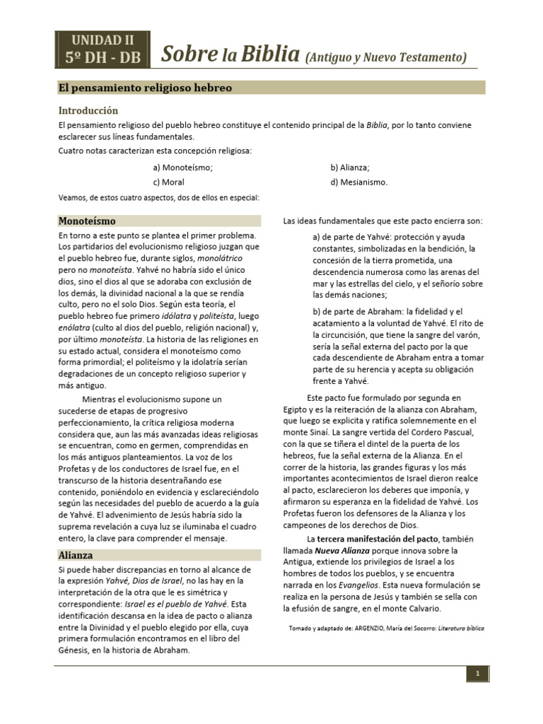 Pensamiento Religioso Hebreo en la Biblia | PDF | Biblia | Canon bíblico