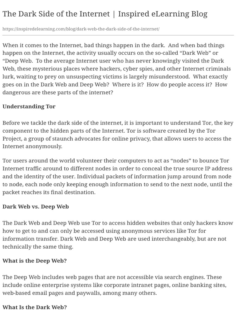 The Dark Side of The Internet Inspired Elearning | PDF | World Wide Web ...