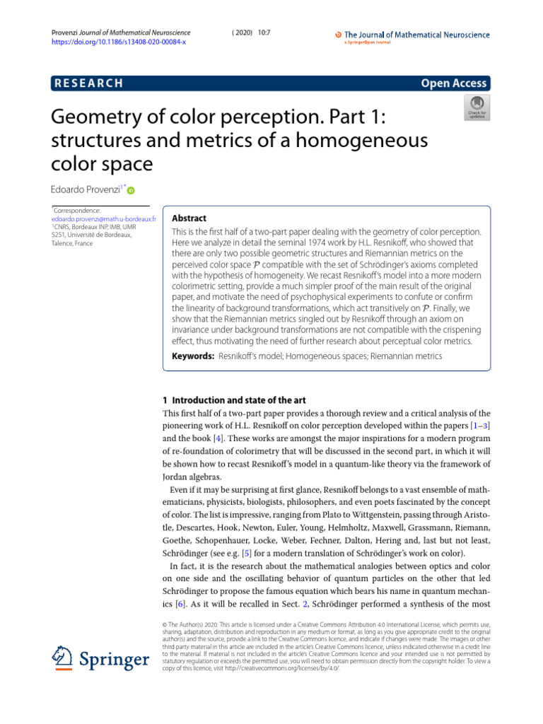 Geometry of Color Perception. Part 1 Structures and Metrics of A ...