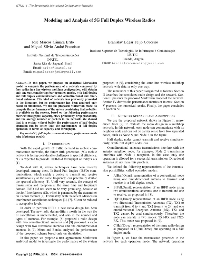 Modeling and Analysis of 5G Full Duplex Wireless Radios | PDF | Duplex ...