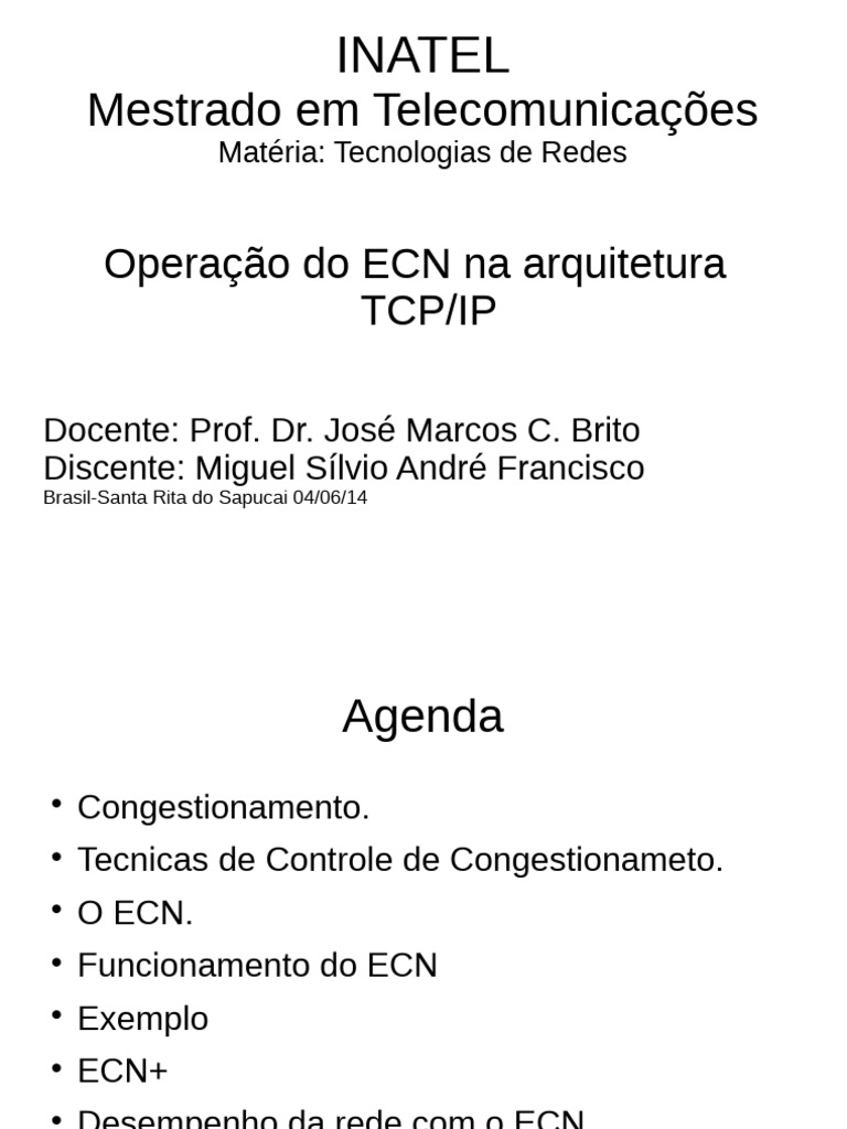 ECN: Controle de Congestionamento em Redes | PDF | Protocolo de ...