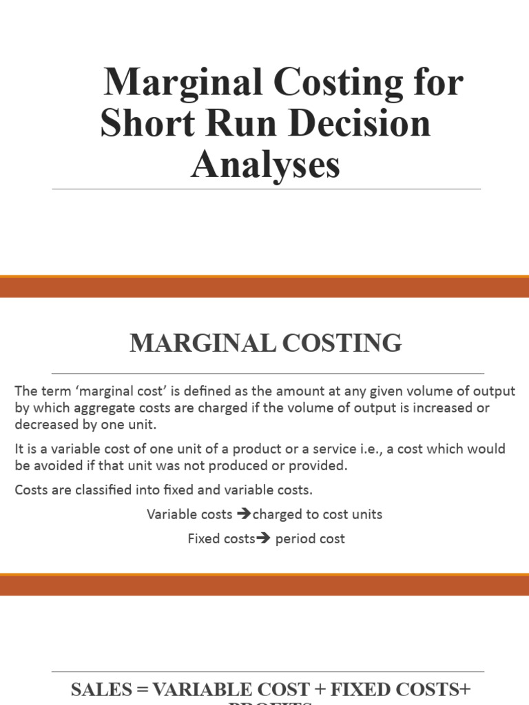 Marginal Costing for Decision Making | PDF | Cost | Labour Economics