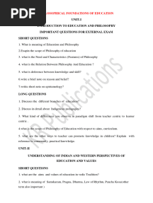 Philosophy Important Questions All Units