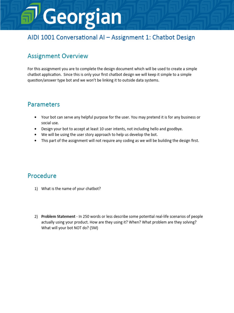 Chatbot Design Assignment Guide | PDF | Information Technology ...