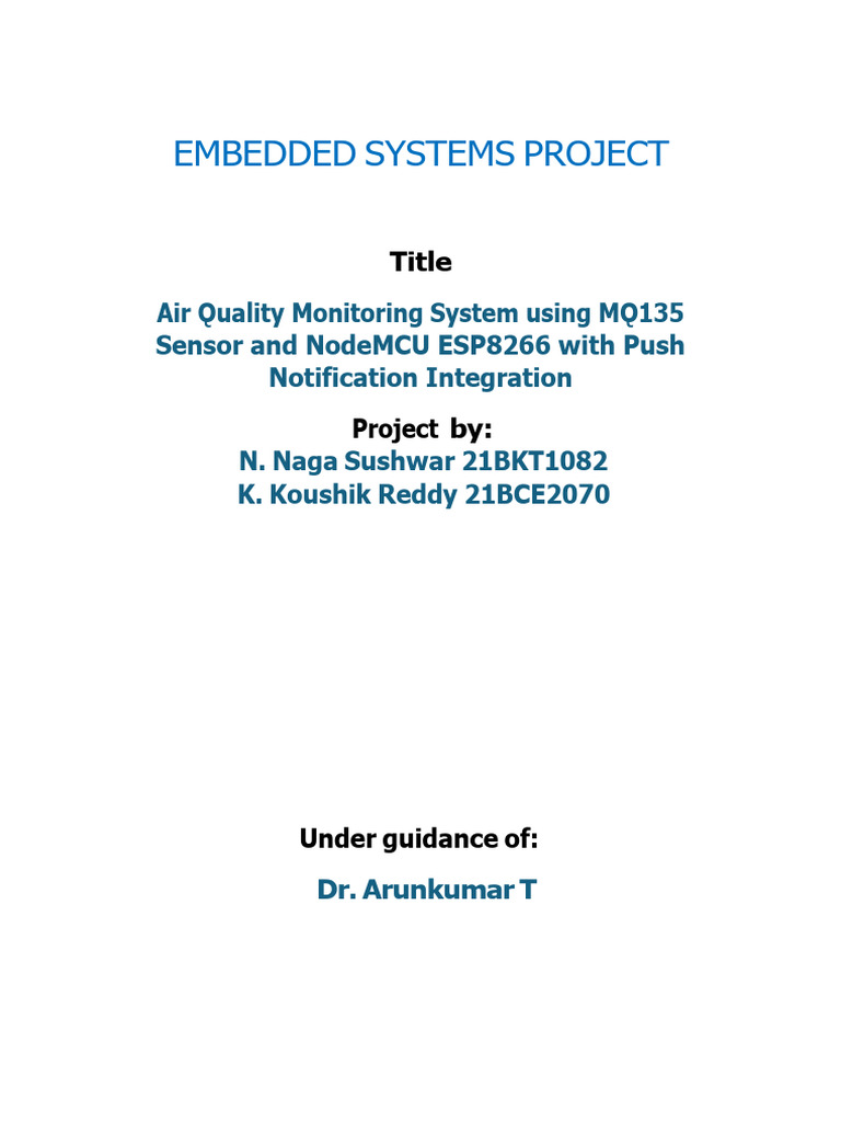 Air Quality Monitoring System Documentation | PDF | Air Pollution | Sensor