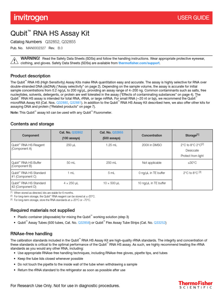 Qubit_RNA_HS_Assay_UG PDF Assay Rna