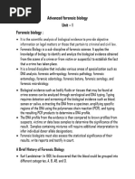 Advanced Forensic Biology Unit 1 (Sem 3)