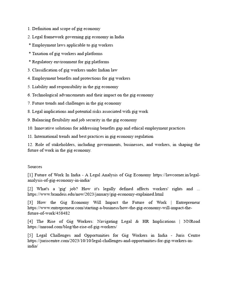 Future of Work and Legal Implication of Gig Economy | PDF | Employment ...