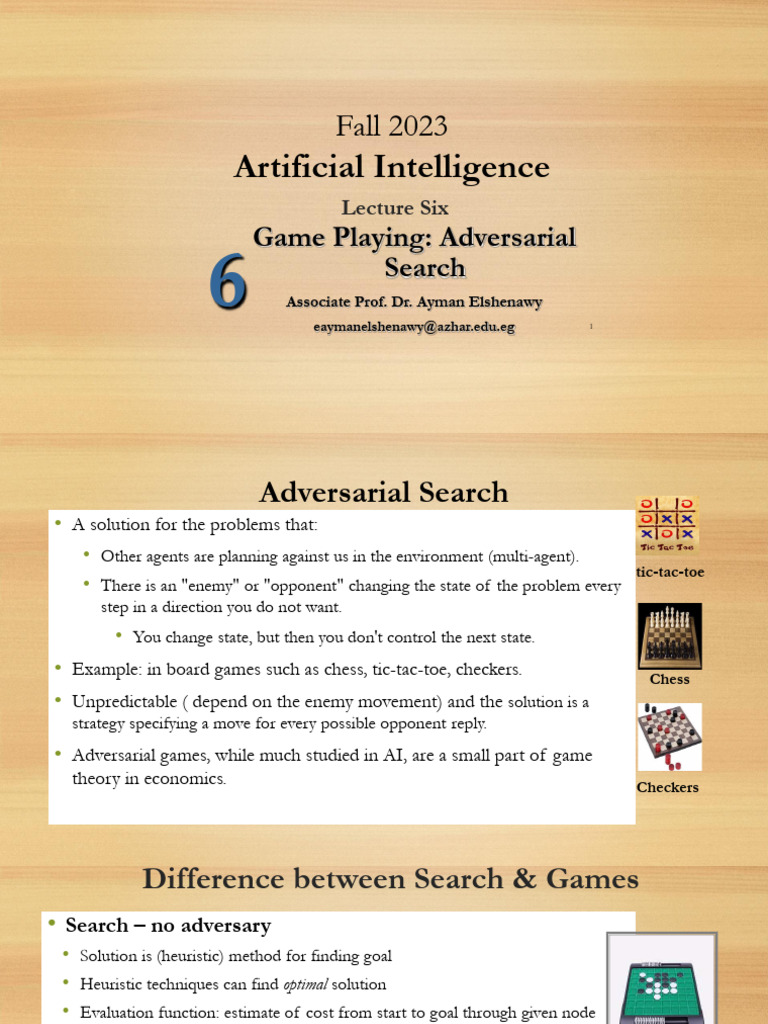 SET394 - AI - Lecture 06 - Adversarial Search | Download Free PDF ...