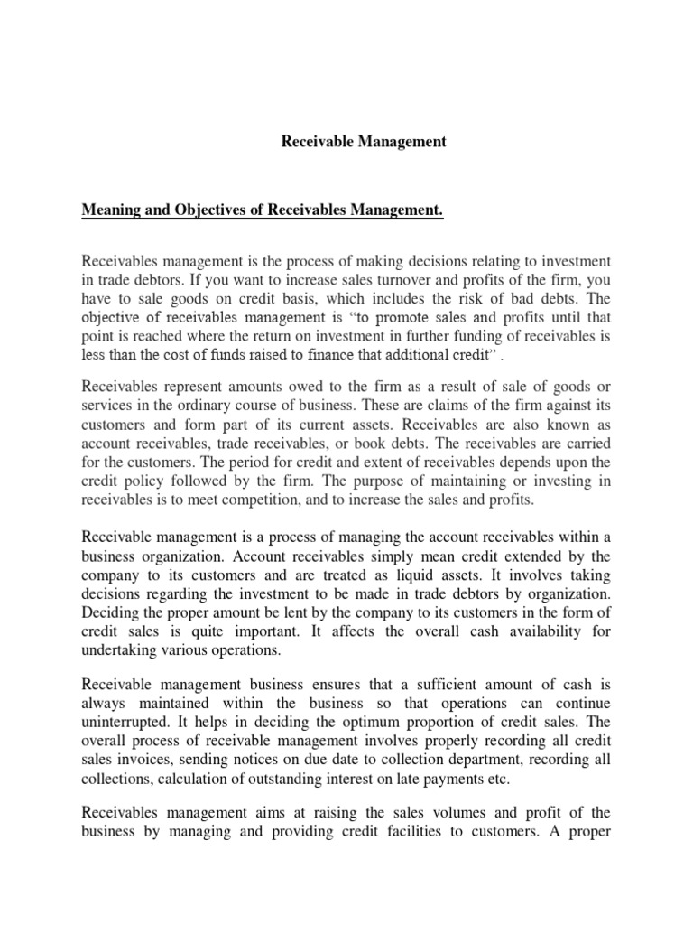 Receivables Management: Goals and Benefits | PDF | Inventory | Credit