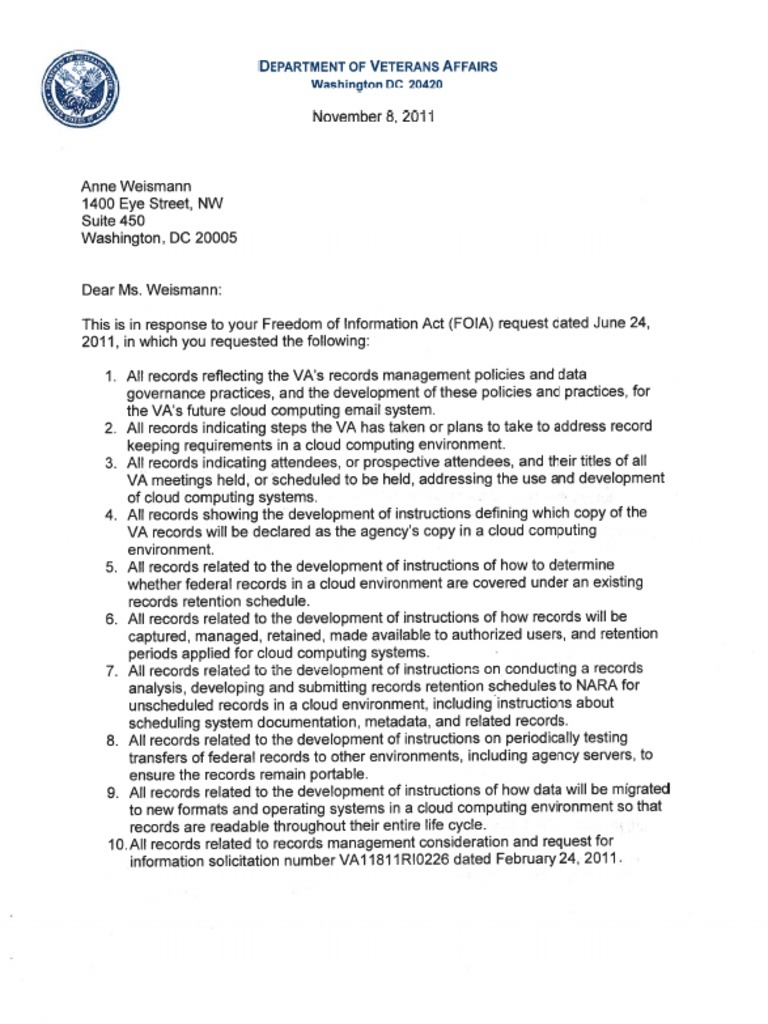 Va Oig Foia And Privacy Act Requests Veterans Affairs