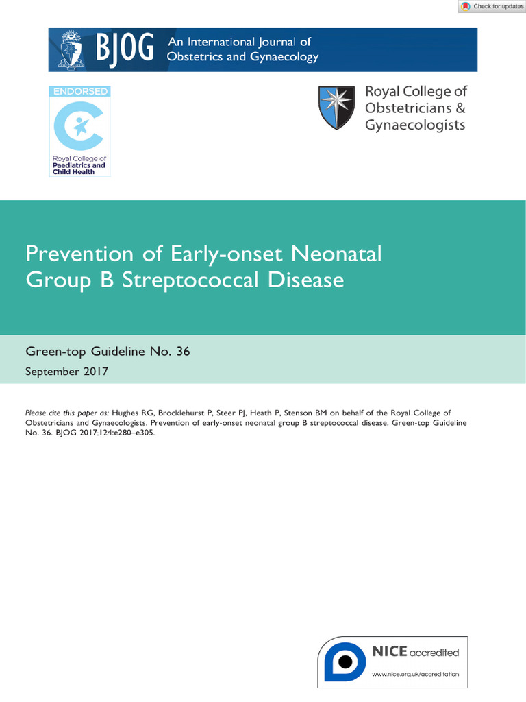 BJOG 2017 Prevention of Early Onset Neonatal Group B Streptococcal