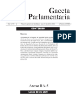 Gaceta Parlamentaria: Anexo RA-5