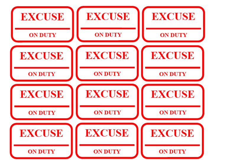 Duty Excuse Document Template | PDF | Wellness