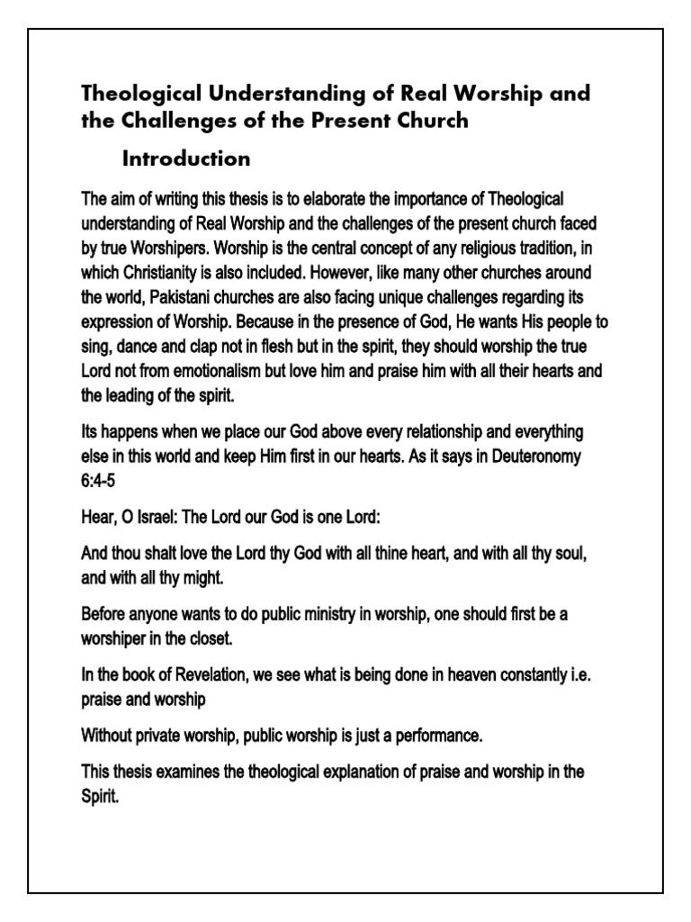Theology Of The Real Worship Thesis Full Pdf Jesus Book Of Exodus