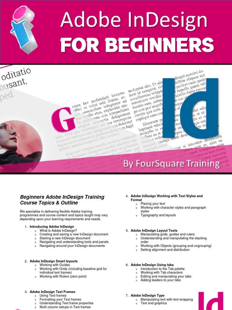 Adobe InDesign Beginners Course Outline | PDF | Page Layout | Adobe In ...