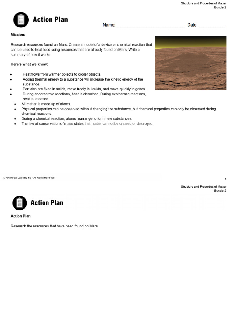 Mars Resource Heating Challenge | PDF | Matter | Chemical Reactions