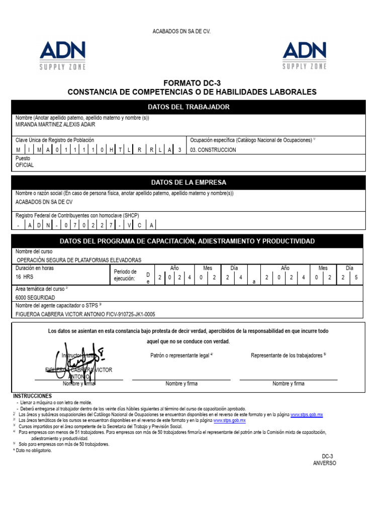 Certificación DC-3 en Trabajo en Alturas | PDF | Economias
