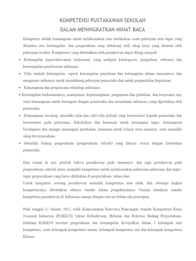 Kompetensi Pustakawan Sekolah Efektif | PDF | Karier & Perkembangan