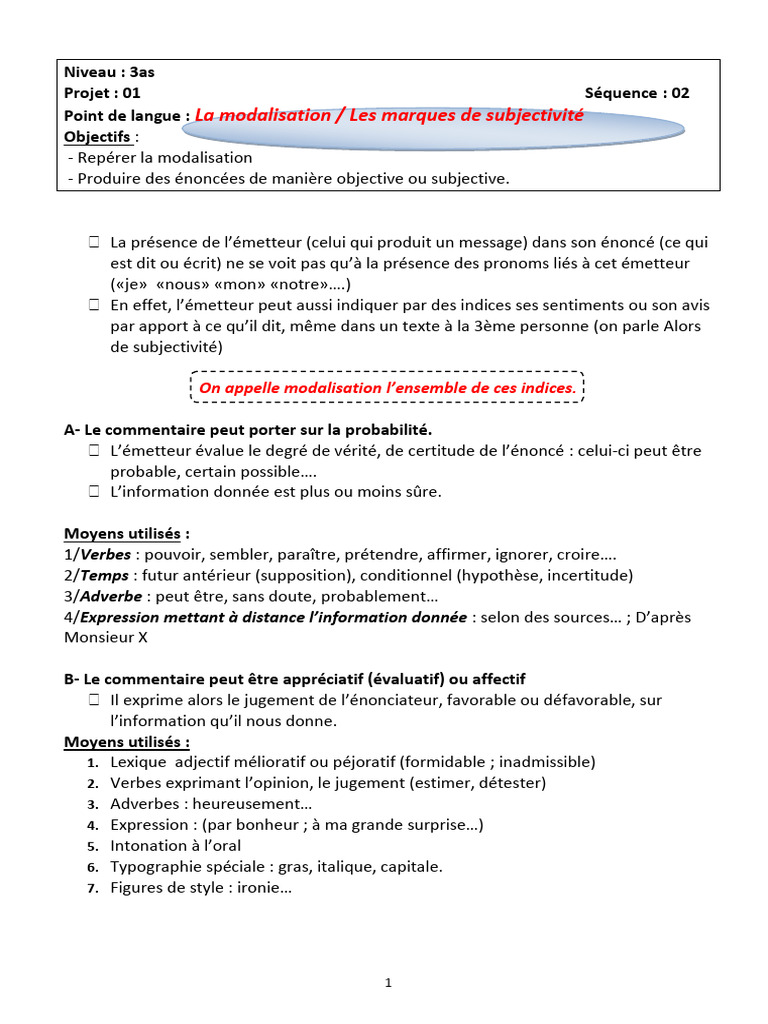 Modalisation et modalisateurs en langue | PDF | Verbe | Adverbe
