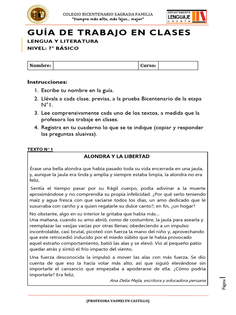 7° - Guía - Etapa 1 - Textos | PDF