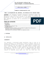 La Declaracion Del Imputado, Sus Efectos en El Proceso Penal