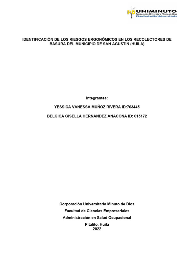 Riesgos Ergonómicos en Recolectores de Basura | PDF | Factores humanos ...