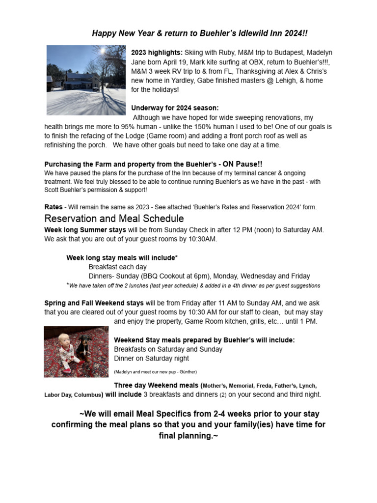Buehlers January Letter 2024 | PDF | Meal | Neoplasms