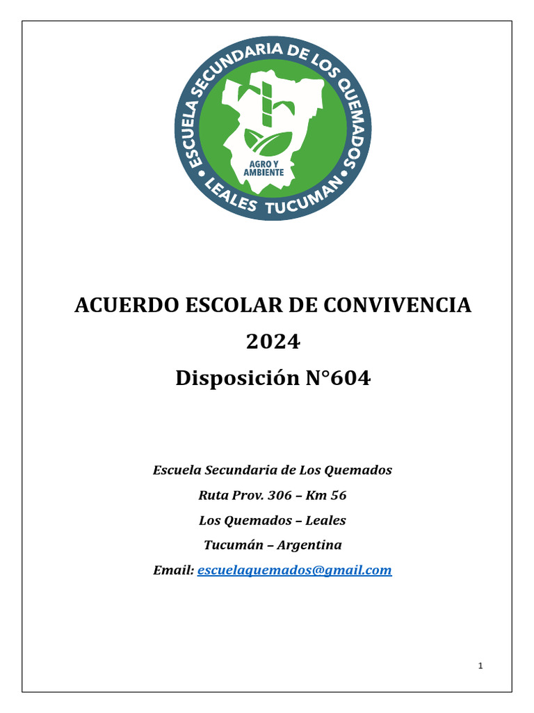 Acuerdo Escolar de Convivencia 2024 | PDF | Escuelas | Salón de clases