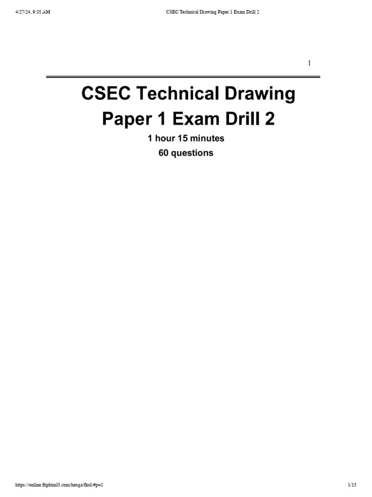 CSEC Technical Drawing Paper 1 Exam Drill 2 PDF Drawing Crafts