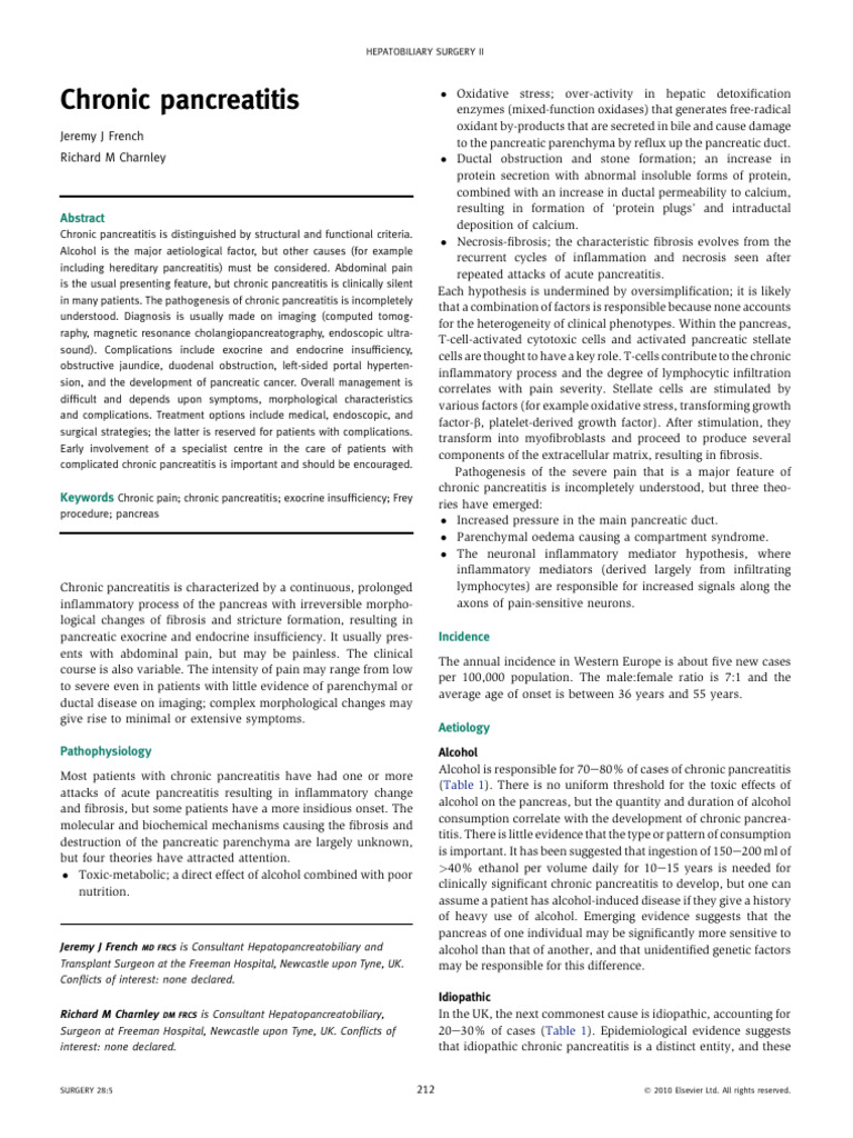Chronic Pancreatitis Lecture Pdf Pancreas Pancreatic Cancer