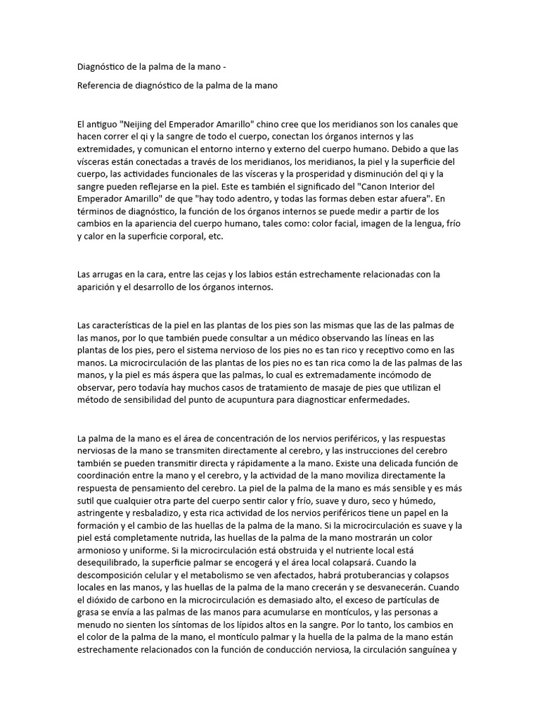 Diagnóstico de salud a través de la palma | PDF | Mano | Heces