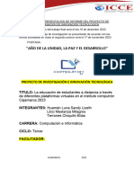 Esquema de Presentacion de Informe Del Proyecto de Investigacion de Innovacion Tecnologica