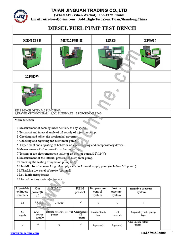 Diesel and Common Rail Test Benches | PDF | Fuel Injection | Pump
