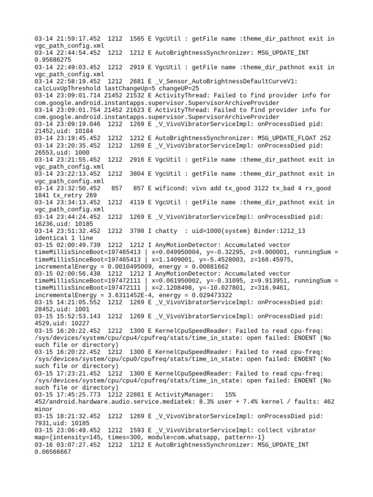 Vivo Device Error Log Analysis | PDF | Utility Software | Software