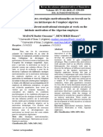 L'effet Des Différentes Stratégies Motivationnelles Au Travail Sur La Motivation Intrinsèque de L'employé Algérien