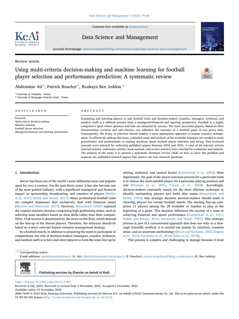 Football Player Selection: A Systematic Review | PDF | Decision Making ...