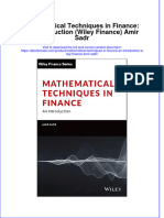 Free download Mathematical Techniques In Finance An Introduction Wiley Finance Amir Sadr full chapter pdf epub