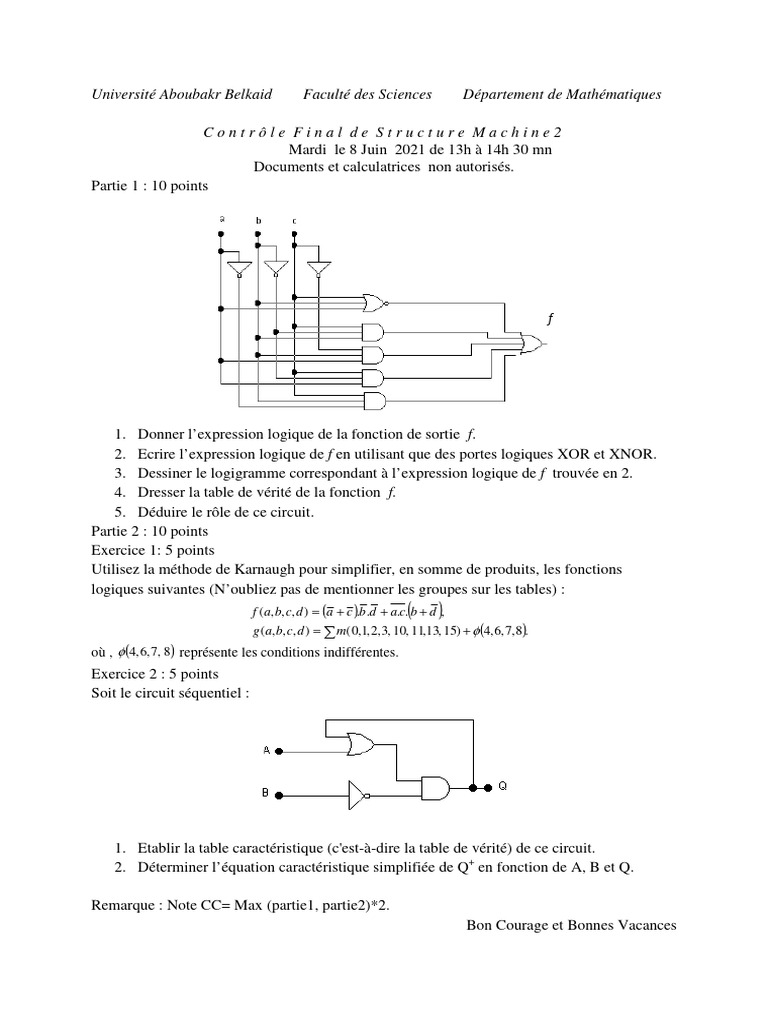 Examen3 Structure Machine 2 | PDF | Mathématiques | Logique mathématique