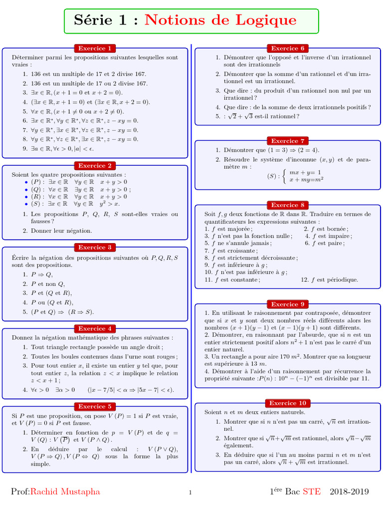 Exercices de Logique Mathématique | PDF | Entier naturel | Mathématiques